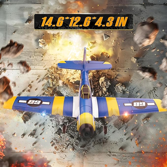 BEZGAR HQ089 RC Plane, Drones for Kids, 6-axis Gyro Remote Control Airplane, RC Helicopter, Easy Control for Beginners Toys with Colorful LED Navigation Lights