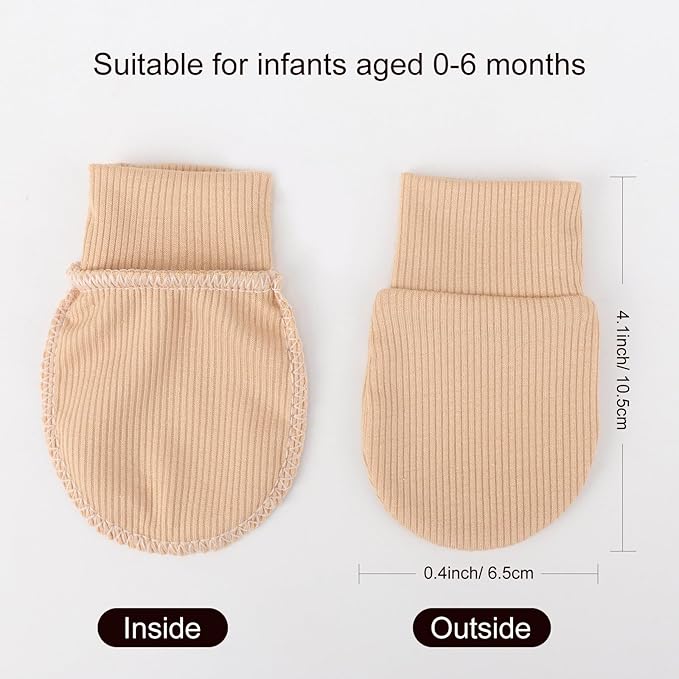 BQUBO 6 Pairs Newborn Baby Boys Girls Mittens 0-6 Months Unisex-Baby Infant Mittens Elastic No Scratch Wrist Gloves