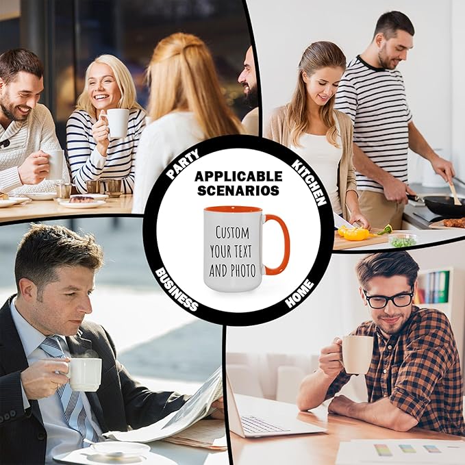 Custom Mug Upload Your Picture Personalized Coffee Mug with Photo Text Name Customized Cup Unique Ideas Gifts for Men Women Mom Dad Halloween Christmas Thanksgiving Friend Family (Orange, 11oz)