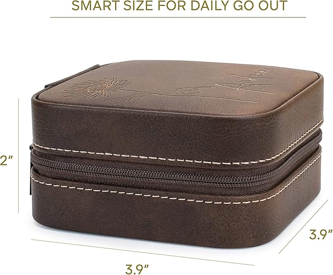 Custom Leather Jewelry Box w/Name & Birth Flower Month - Birthday Gifts for Women, Personalized Jewelry Travel Case - Customized Jewelry Organizer Box, Mom Birthday Gifts - Black