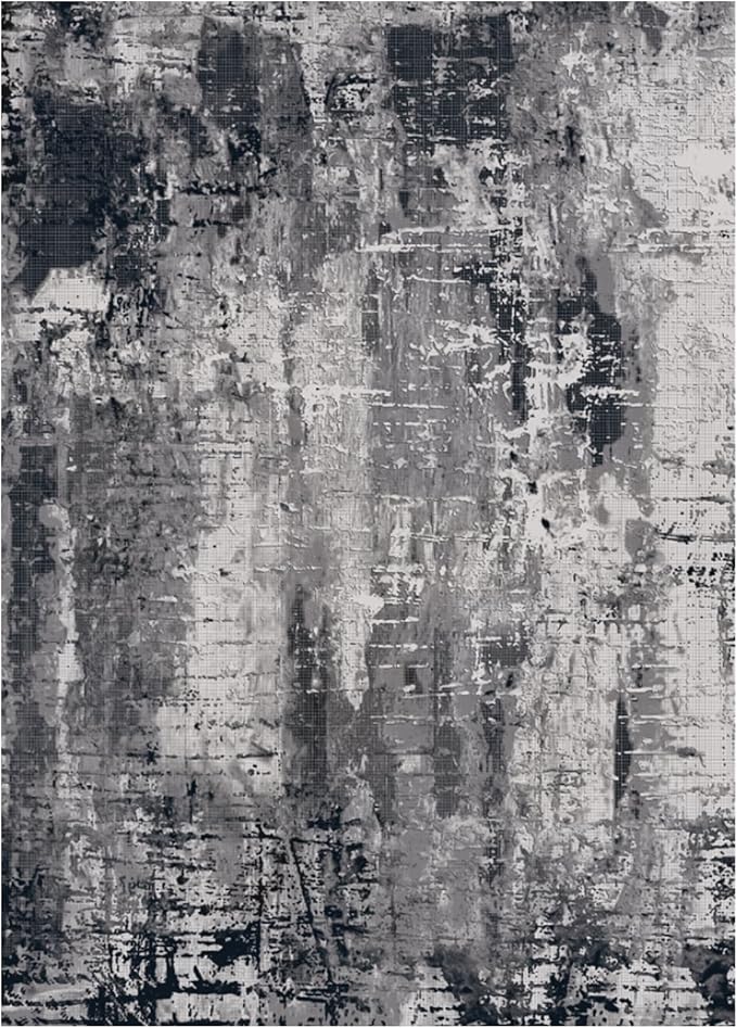 Area Rug Living Room Rug, 5x7 Modern Abstract Washable Rug Black Non Slip Foldable Faux Wool Vintage Carpet, Fluffy Non-Shedding Rugs for Living Room, Bedroom, Dining Room, Kids Playroom