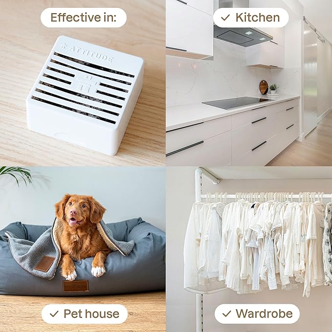 ATTITUDE Air Purifier with Activated Carbon Filter, Plant- and Mineral-Based Ingredients, Traps Pet Odors and Pollutants, Vegan and Cruelty-free, Lavender, 8 Ounces