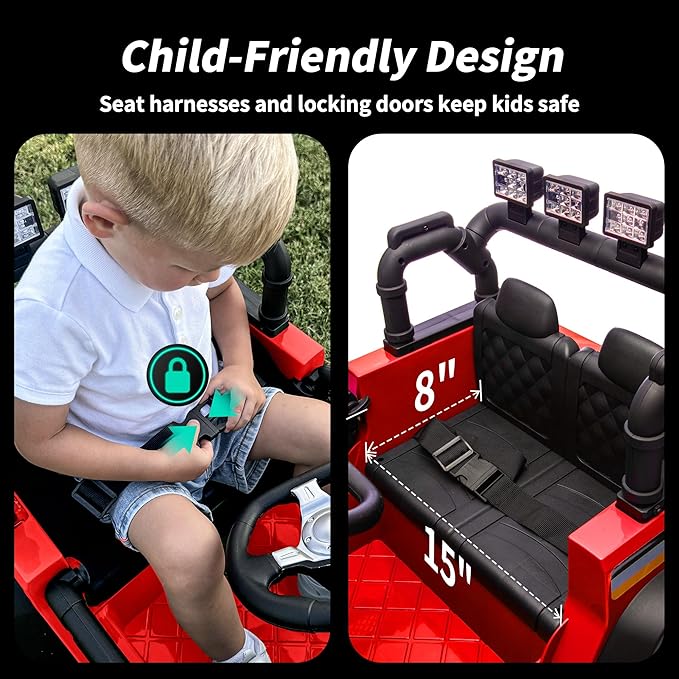 12V Kids Ride on Car Truck, Kids Electric Vehicles Car Ride on Toy for Toddlers 3-5 with Remote Control - Red