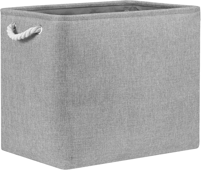 Bidtakay Collapsible Storage Bins for Clothes Large Grey Storage Baskets with Cotton Handles 17x12x15 In Set of 2 Fabric Cubby Storage Bins Livingroom Home Decorative Storage Organizer for Blankets