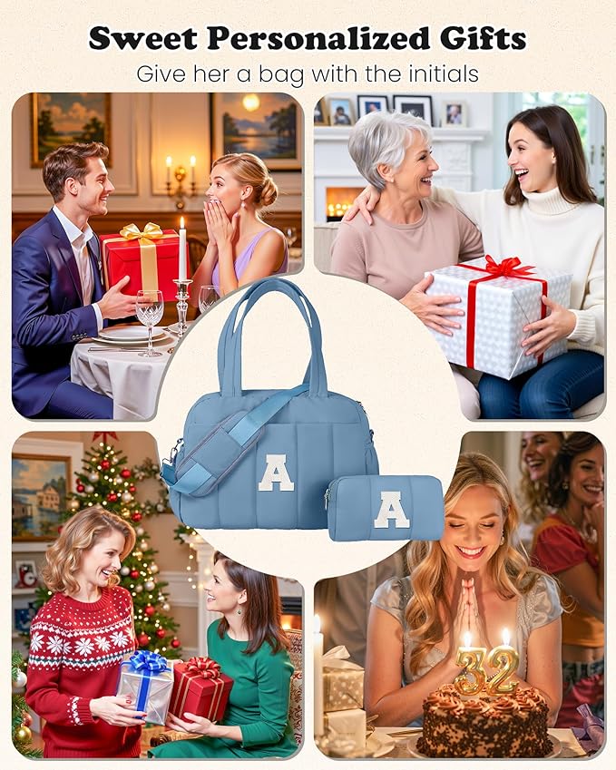 Birthday Gifts for Girl-Initial Duffle Bag, Yoga Bags for Women,Overnight Bag with Wet Pocket,Lightweight Work Bags Personalized Gym Tote with Makeup Pouch