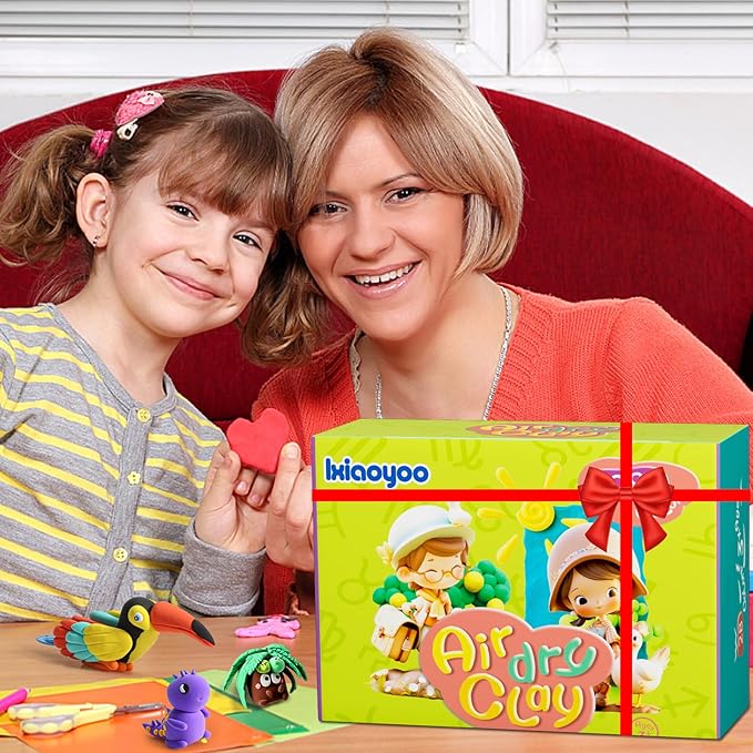 Air Dry Clay 104 Colors, Modeling Clay for Kids, DIY Model Magic Clay, Soft and Non-Sticky, Colorful Clay Starter kit with Accessories and Tools, Great Arts & Crafts Gift for Girls Boys Kids.