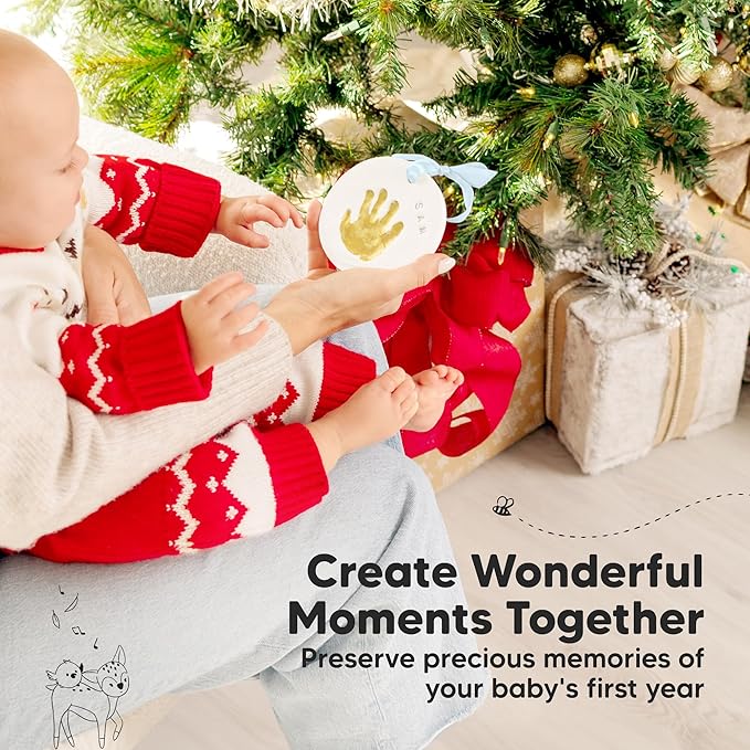 Baby Hand and Footprint Kit Girls, Boys - Personalized Baby Footprint Ornament Kit, Newborn Keepsake Gifts for New Mom, Easy to Use Handprint Makers,Cute Shower Gifts(Multi-Colored Paint)