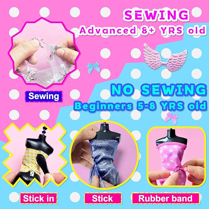 900+ Fashion Designer Kits for Girls with Mannequins-Kids Sewing Kits,Girls Fashion Design Gift,Arts and Crafts Kit,Girl Craft Activities Age 6 7 8 9 10 11 12