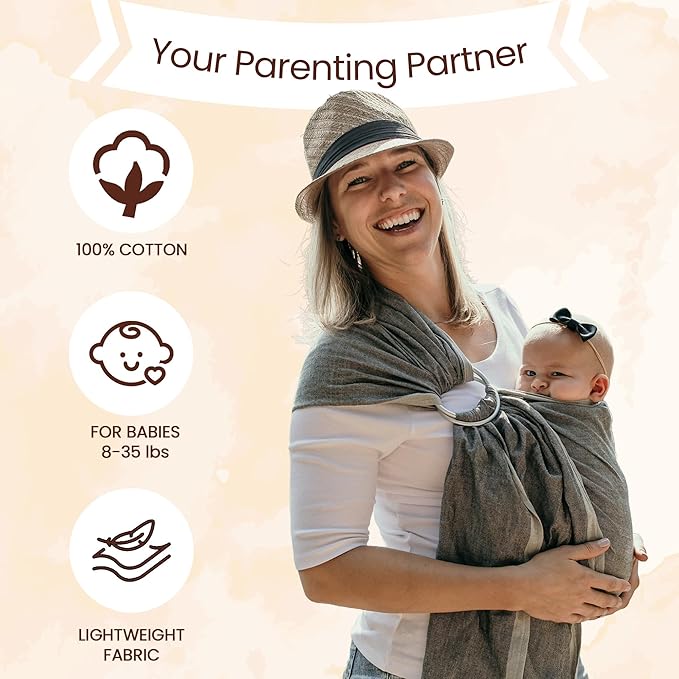 Hip Baby Wrap Ring Sling Baby Carrier for Infants and Toddlers - Beautiful, 100% Soft Cotton Baby Wraps Carrier for Babies 8-35 lbs - Perfect Baby Shower Gifts Moms and Dads - Nursing Cover (Sunset)