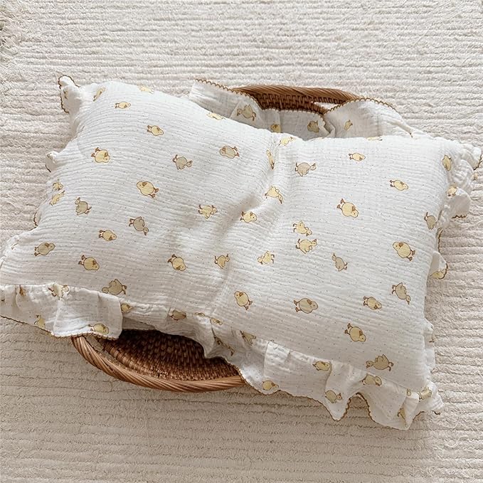 BuLuTu Cute Toddler Pillow Cases Cotton Muslin Toddler Pillowcase 1 PC, Ultra Soft Small Pillowcase Fits Toddler Pillow Sized 12"x16"/13"x18"/14"x19", Enveloped Closure Kids Girls Boys Pillowcases