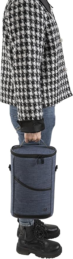ALLCAMP 2 Bottle Wine Tote Carrier - Insulated Portable Padded Canvas Wine Bag for Travel, BYOB Restaurant, Wine Tasting, Party, Great Christmas Day Gift for Wine Lover,Blue