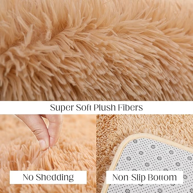 5x7 Area Rug, Luxury Rugs for Living Room, Ultra Soft Rugs for Bedroom, Non-Slip Indoor Carpet for Nursery, Kids Room, Playroom, Home Decor, Camel