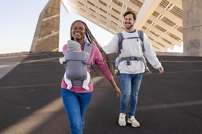 Beco Gemini Baby Carrier from Newborn to Toddler - Certified Ergonomic Newborn Baby Carrier for Infants and Children of 7-35 lbs - M Shape, Adjustable Seat, 100% Cotton (Grey)