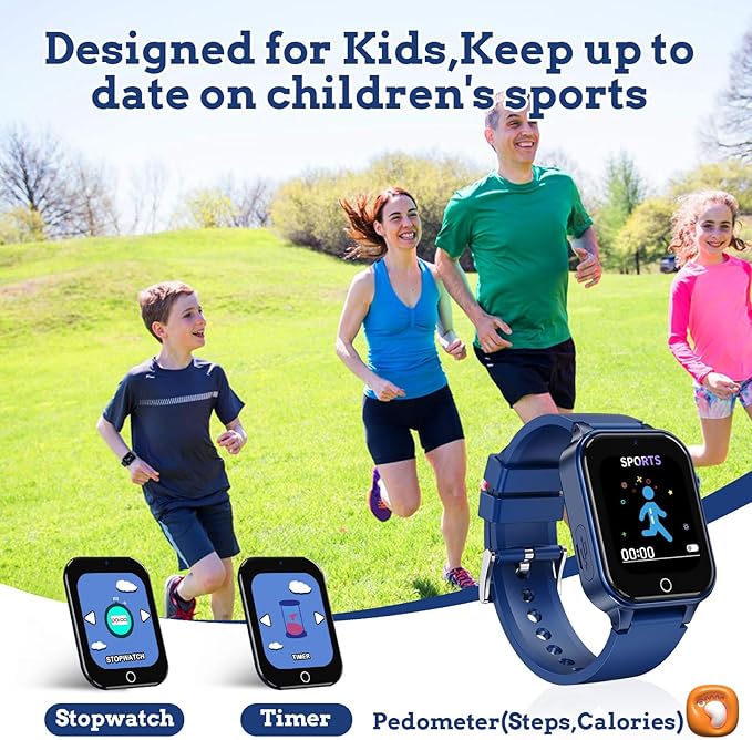 Goodatech Smart Watch for Kids 4-12 Years Boys Girls, 26 Puzzle Games,Camera,Video Music Player,Pedometer,Flashlight,Alarm Clock, Learning Education Toys Gifts (Blue)