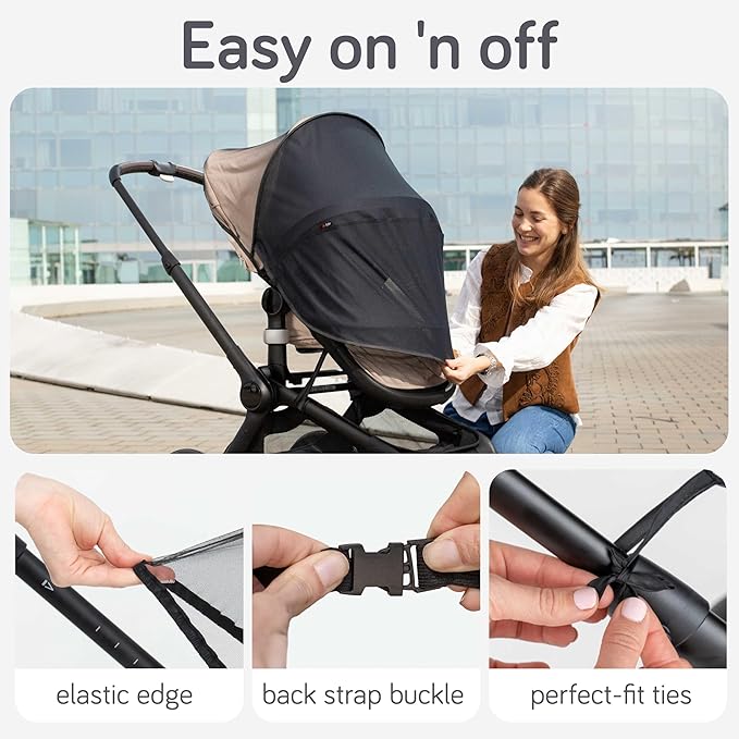 Baby Uma 2-in-1 Mosquito Net for Stroller & Stroller Sun Shade - UPF 50+ Baby Sun Protection, Breathable Blackout Mesh Baby Mosquito Net (+ Travel Bag)