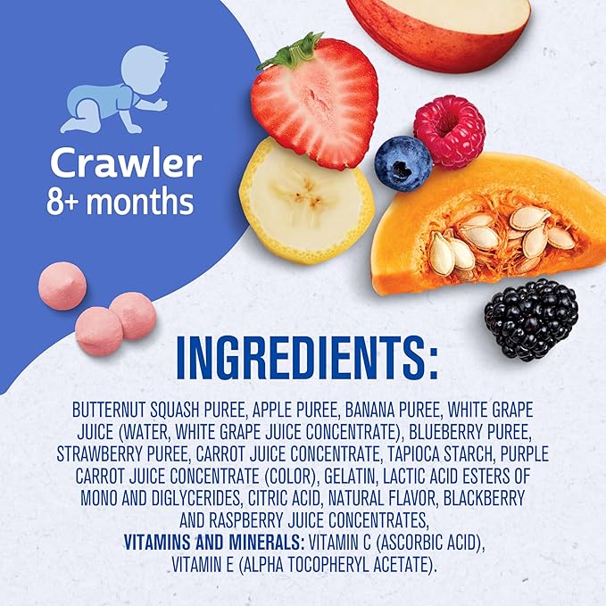 Gerber Stage 3 Baby Food Snacks, Very Berry Fruit and Veggie Melts, Baby Led Feeding, 7PK