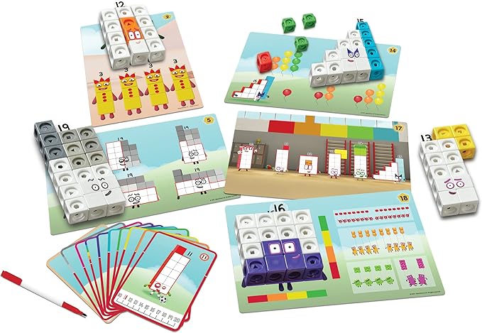 hand2mind Numberblocks MathLink Cubes 11-20 Activity Set, 30 Numberblocks Activities Linked to TV Episodes, 155 NumberBlocks MathLink Cubes, Numberblocks Toys, Math Cubes, Homeschool Supplies