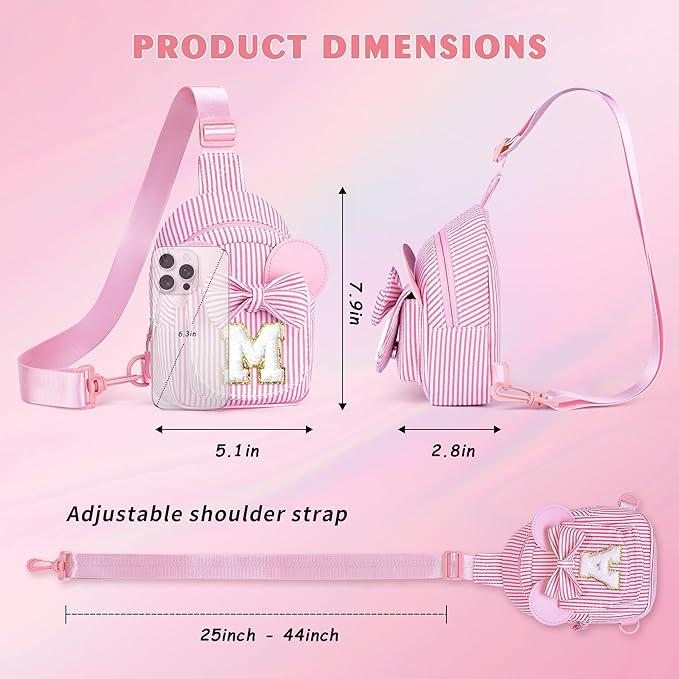 Girls Sling Bag, Small Belt Bags for Girl, Gifts for Girls Kids, Friend Granddaughter Birthday Gift for Kids Daughter Sister Niece Girl Gifts Trendy Stuff Crossbody Fanny Packs (Pink M)