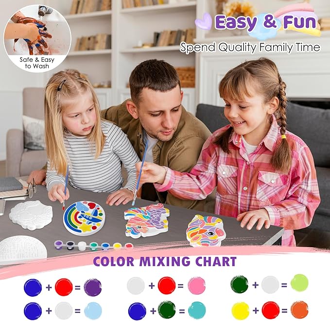 IFLOVE Paint Your Own Stepping Stones for Kids Craft Kits,Arts and Crafts for Kids Ages 4-8,5 Pack Painting Crafts for Girls Ages 8-12,Outdoor Toys Art Supplies Toddler Birthday Gift (Unicorn)