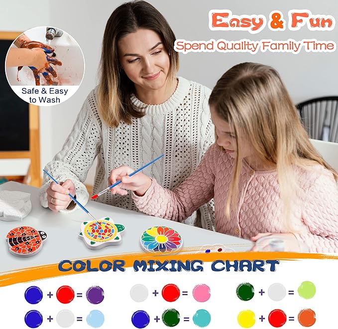 IFLOVE Paint Your Own Stepping Stones for Kids Craft Kits,Arts and Crafts for Kids Ages 4-8,5 Pack Painting Crafts for Girls Ages 8-12,Outdoor Toys Art Supplies Toddler Birthday Gift (Multicolored)