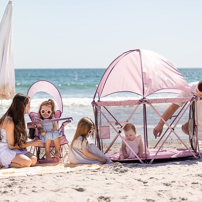 Baby Delight Go with Me Eclipse Deluxe Portable Playard | Playpen | Sun Canopy | Indoor and Outdoor | Ultra Padded Nylon Floor | Canyon Rose