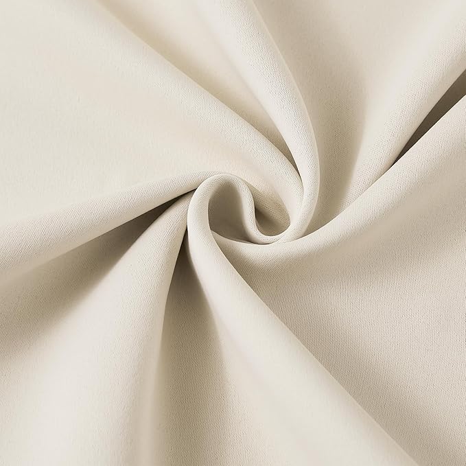 KEQIAOSUOCAI Pleat Patio Sliding Door Curtains 100 Wide x 90 Long Cream Beige Drapes 2 Panels Room Divider Curtain,Wide Width Thermal Insulated Room Darkening Window Treatment for Living Room