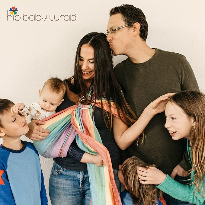 Hip Baby Wrap Ring Sling Baby Carrier for Infants and Toddlers - Beautiful, 100% Soft Cotton Baby Wraps Carrier for Babies 8-35 lbs - Perfect Baby Shower Gifts Moms and Dads - Nursing Cover (Sunset)