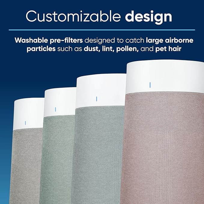 BLUEAIR Air Purifiers for Bedroom, HEPASilent Air Purifiers for Home, Air Purifiers for Pets Allergies Air Cleaner, Smart Air Purifier, Small Room Air Purifier, Virus Air Purifier, Blue Pure 411i Max