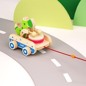 Baby Gift Wooden Toddler Pull Toy, Crocodile Drum Tapping Children's Toy, Baby dragging and Learning to Walk, Rope Traction Rope Crawling for Toddlers Ages 1+