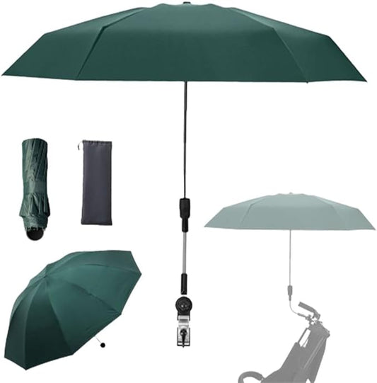 Clip-on Umbrella for Stroller Sunshade, Adjustable Steering Angle, Handle Included, Compact and Lightweight, Suitable for All Kinds of Strollers