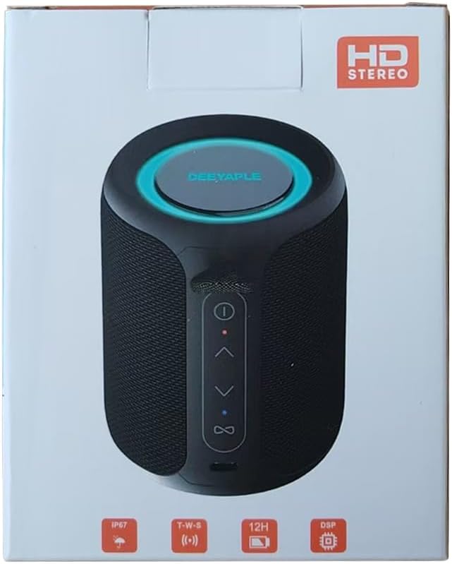 Bluetooth Speaker Wireless,IP67 Waterproof & Dustproof Portable Speaker with Lights,15W Loud Stereo Sound, 2500mAh Battery All Day Playtime, TWS Pairing, BT5.3, Home/Party/Outdoor/Beach (Blue Black)