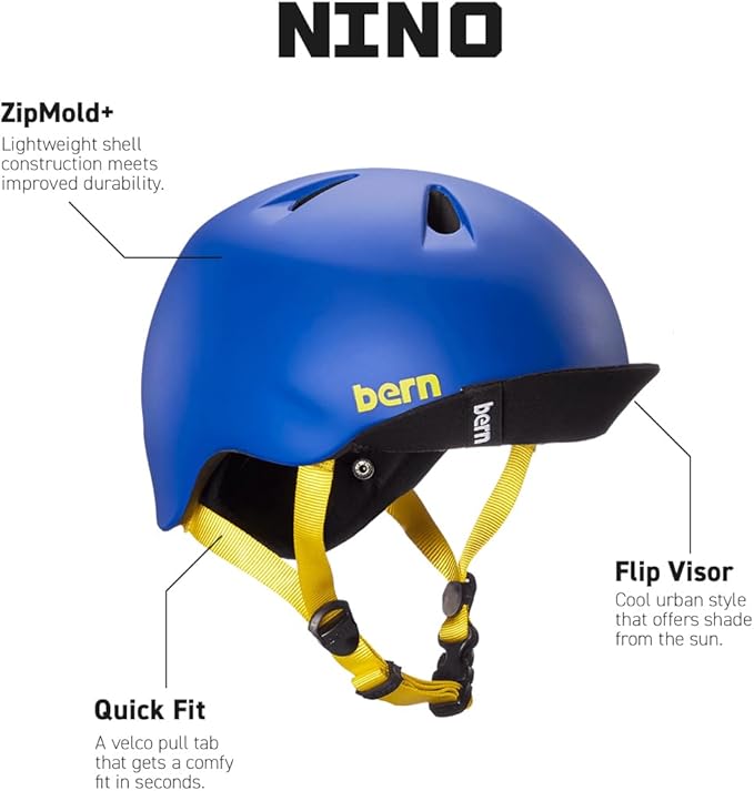 Bern Nino Bike Helmet for Kids, Ages 3-12, Flip Visor, Adjustable fit, Lightweight, CPSC Safety Certified