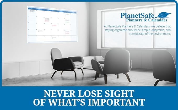 30-Day 1-Month Dry and Wet Erasable Wall Calendar Planner (Horizontal 32" 48", Sky Blue)