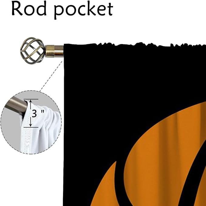 Basketball Blackout Curtains for Boy Girl Room Darkening Decor,Sport Theme and Motto Dark Background Bedroom Living Room Home Rod Pocket Thermal Insulated Window Curtain/Drapes Panel,42x45 Inch…