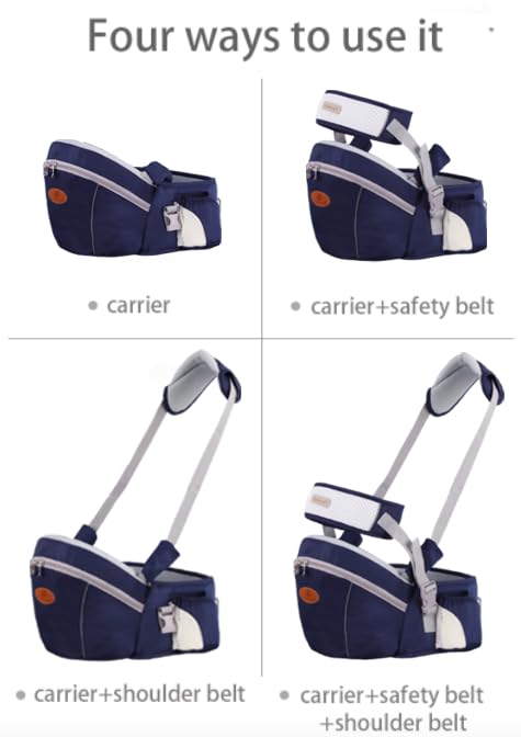 Baby Hip Seat Carrier Baby Waist Stool for Child Infant Toddler with Adjustable Strap Buckle Pocket Soft Inner Huge Storage (Grey)