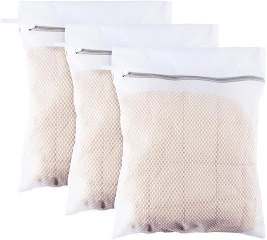 3Pack Large Honeycomb Lingerie Bags with Hanging Loop by MDSXO for Washing Delicates 16 * 20 inch