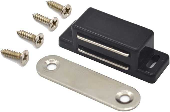 Cabinet Magnet Latch - Best for Cabinet Doors, Cupboards, Drawers and Shutters - Cabinet Magnetic Latch Easy Install - Magnetic Cabinet Catch Screws Included - Set of 12 (Black)…
