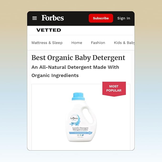 AspenClean Natural Laundry Detergent Unscented - 100% Natural, Organic, HE Liquid Laundry Detergent- Vegan, Non-Bio, Cruelty-Free, Biodegradable - Safe for Babies, Pets & Kids - EWG Certified (2 pack)