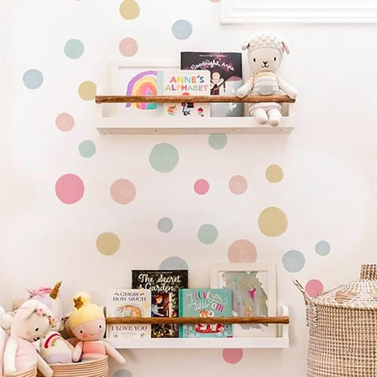 Colorful Polka Dot Wall Decals 72 PCS, Watercolor Dots Wall Sticker for Girls Bedroom Removable Wall Decals Nursery Kids Room Decor (12 Sheets)