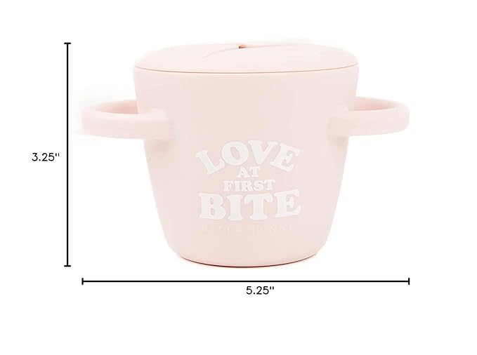 Bella Tunno Snack Cups for Toddlers, Silicone Spill Proof Food Container with Lid, Babies & Kids 6-12 Months, Love First Bite