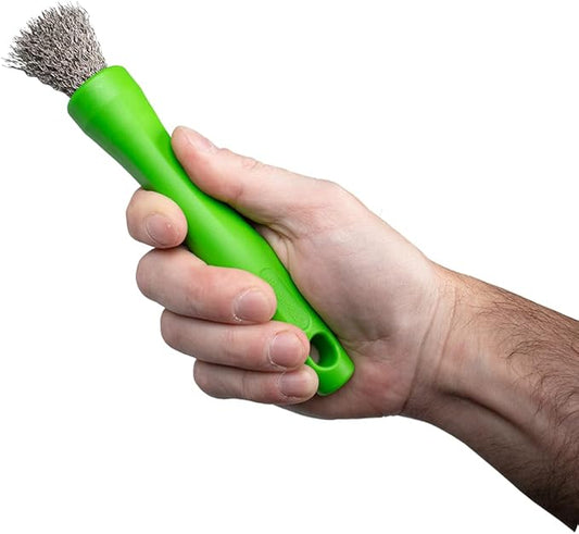 BrushAll® Wire Hand Brush with Ergonomic Handle and Tightly Packed Bristles for Kitchen, Garage, Indoor, Outdoor (Stainless Steel) Patent Pending