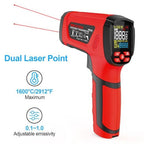 '-40℉~2912℉ MESTEK Infrared Thermometer Temperature Gun,50:1 Dual Laser High Temp Thermometer with Thermocouple Probe, Non-Contact Industrial Pyrometer for Engine, Kiln, Forging,Humidity Measurement