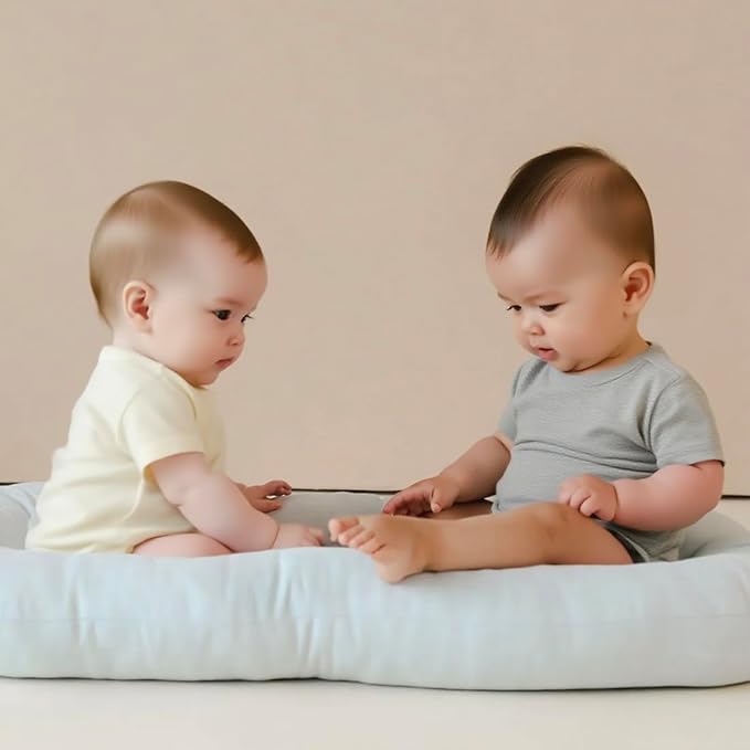 Baby Lounger - Snuggle Cozy Me Infant Lounger for Newborns | Breathable & Soft, Portable Awake-Time Pad, Essential Baby Gift- Blue (Lounger Cover Included)