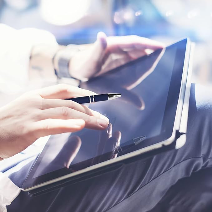 Ballpoint Pen with Stylus Tip, Soft Touch Click Metal Pen, 1.0mm Medium Point, Black Ink, 18 Count(6 Colors)