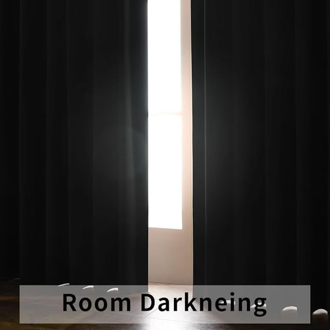Joydeco White Blackout Curtains 96 Inches Long for Bedroom, Thermal Insulated Black Out Curtains 2 Panels Set, Room Darkening Drapes for Living Room Window (W52 x L96 Inch, Chocolate)