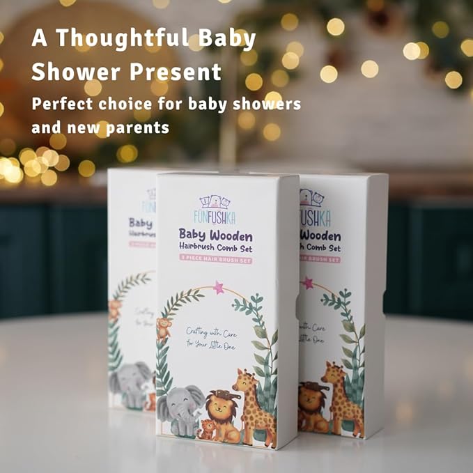 Baby Hair Brush Set for Newborns & Toddlers - Baby Brush and Comb Set - Ultra Soft Goat Hair Bristles, Perfect for Cradle Cap, Newborn Showers & Registries Gift, Comb Brush for Girls & Boys