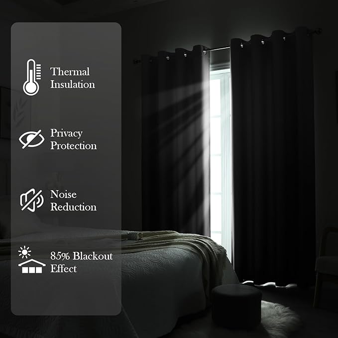 HOMEIDEAS Grey Gray Ombre Blackout Curtains 52 X 96 Inch Length Gradient Room Darkening Thermal Insulated Energy Saving Grommet 2 Panels Window Drapes for Living Room, Bedroom