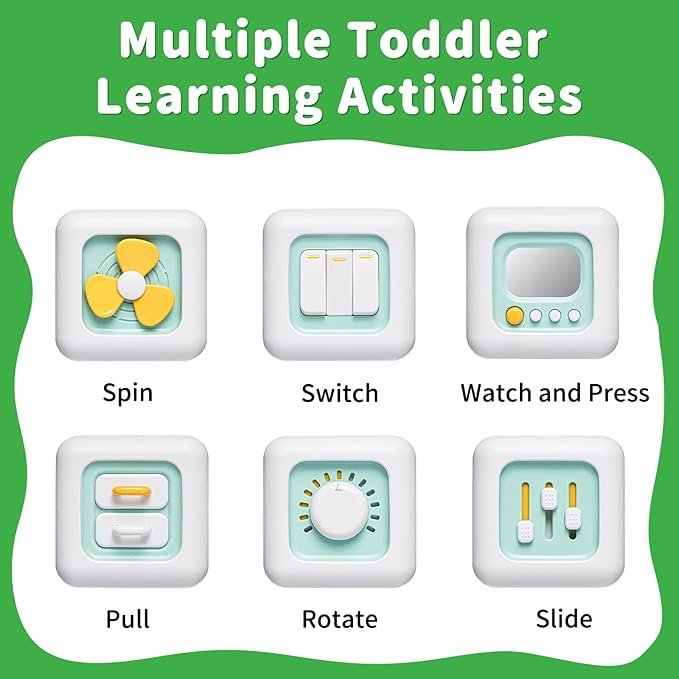 Busy Cube Toy, Sensory Toys for Toddlers 1-3, Baby Car Seat Toys 12-18 Months, Toddler Airplane Travel Toys Age 1-2, Learning Fine Motor Skills, 1st Birthday Gifts Boys Girls