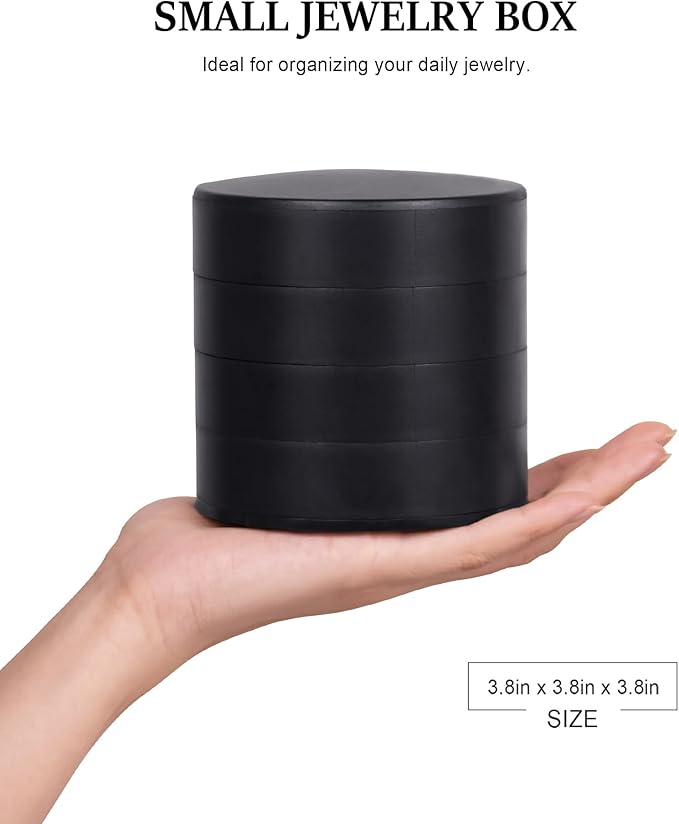 CONBOLA Jewelry Organizer, Small Jewelry Storage Box Earring Holder for Women, 5-Layer Rotating Travel Jewelry Tray Case with Lid for Bracelets Rings Bracelets(Black)