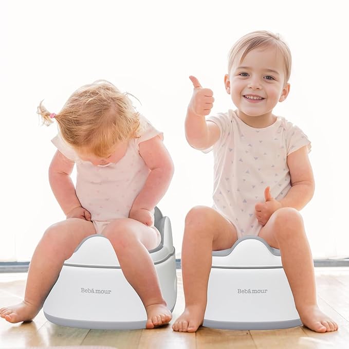 Bebamour Potty Training Toilet 3 in 1 Multi-Functional Potty Seat Detachable Baby Potty Step Stool Anti-Slip Stable Potty Training Toilet with 100 Pack Trash Bags for Baby Toddler Kids(Coffee)